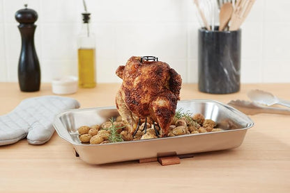 Fox Run Vertical Chicken Roaster, Non-Stick,Black,5.5 x 5.5 x 7.5 inches | Evenly Roast Chicken Right On The Grill | Nonstick For Easy Serving & Cleaning | Whole Roasted Chicken Stand For Barbeque