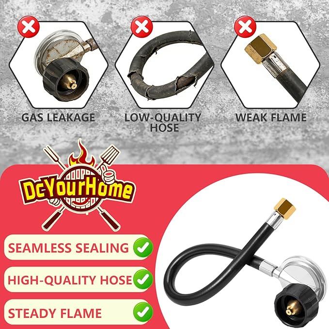 7627 Hose and Regulator Kit for Weber Genesis 300 Series(w/Front Control Knobs) & Summit 400/600 Gas Grills,Includes Silver/Gold Platinum Genesis Grill Parts for Weber Propane Hose 25332,84987,30 Inch