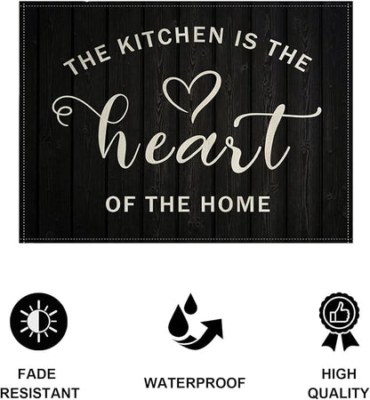 Vintage Style Placemats Set of 4 Kitchen Inspirational Quotes Rustic Home Decorative Table Mats Waterproof Heat Resistant Washable Non-Slip Place Mats for Dinner Room Kitchen Decor Table 12”×16”