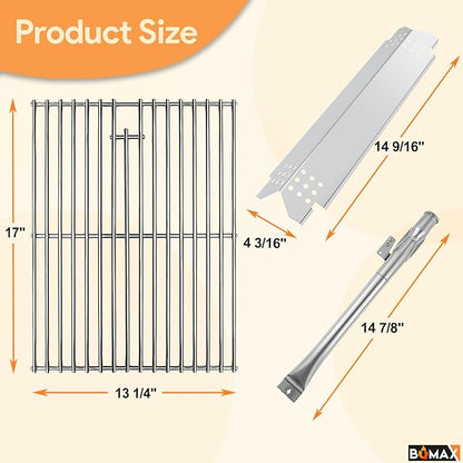 BQMAX Grill Parts for Nexgrill 5 Burner Gas Grill 720-0888 720-0888A 720-0888N, Cooking Grate, Heat Plates Shield and Burner for Nexgrill 5 Burner Replacement Parts for 720-0888 Nexgrills Part