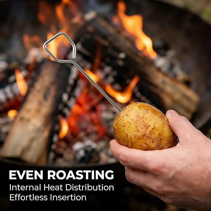 6 Pcs Potato Baking Nails, 6.7 Inch Stainless Steel & Aluminum Baked Potato Spikes, Heating Core Rods for Faster & Even Cooking, Oven, Grill, BBQ Accessories, Kitchen Tools (2.45mm Thick)