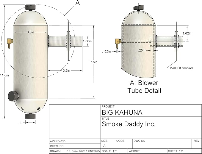 Big Kahuna Cold Smoke Generator – Heavy-Duty USA-Made Aluminum Body, Works with All BBQ & Pellet Grills – 1.5 hr Burn Time