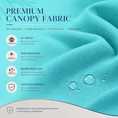 10ft Patio Umbrella, 3-Tier Vented Outdoor Table Umbrella with 8 Sturdy Fiberglass Ribs, Windproof Market Umbrella with Push Button Tilt and Crank, UV Protection for Deck, Pool, Aqua Blue