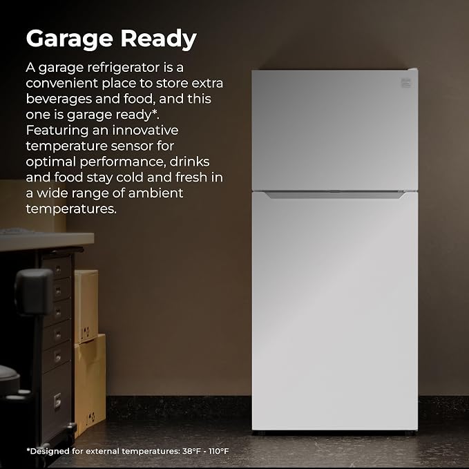 Kenmore 25 cu. ft. 33" Wide Top Mount Refrigerator - White | Adjustable Glass Shelving, Humidity-Controlled Crispers, Gallon Door Bins, LED Lighting, ENERGY STAR Certified