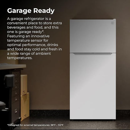 Kenmore 25 cu. ft. 33" Wide Top Mount Refrigerator - White | Adjustable Glass Shelving, Humidity-Controlled Crispers, Gallon Door Bins, LED Lighting, ENERGY STAR Certified