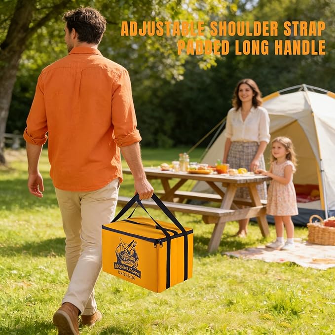 BBQ Insulated Food Bag - 5-Layer Thermal Cooler/Warmer for Grilling, Picnics | Collapsible, Waterproof, Large Capacity (Fits Roasts, Burgers & More)