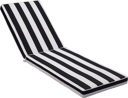 Only choice Outdoor Lounge Chair Cushion Patio Chaise Lounge Replacement Cushions Funiture Seat Cushions Chair Pads (Black+White Stripes-1 pc)