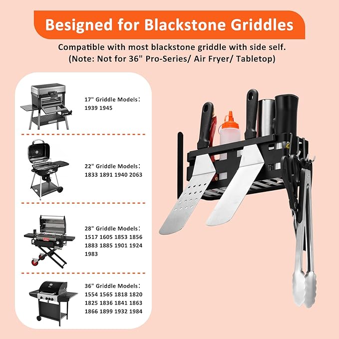 Aoresac Griddle Caddy for Blackstone 17"/22"/28"/36" Griddles/Prep Cart, Grill Caddy Space Saving for Blackstone BBQ Accessories Storage Organize with Paper Towel Holder & Hooks