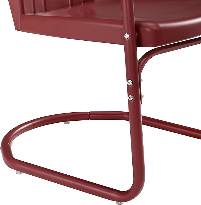 Crosley Furniture Tulip 5-Piece Outdoor Dining Set for 4, Retro Metal Round Patio Table and Chairs for Deck, Dark Red Satin