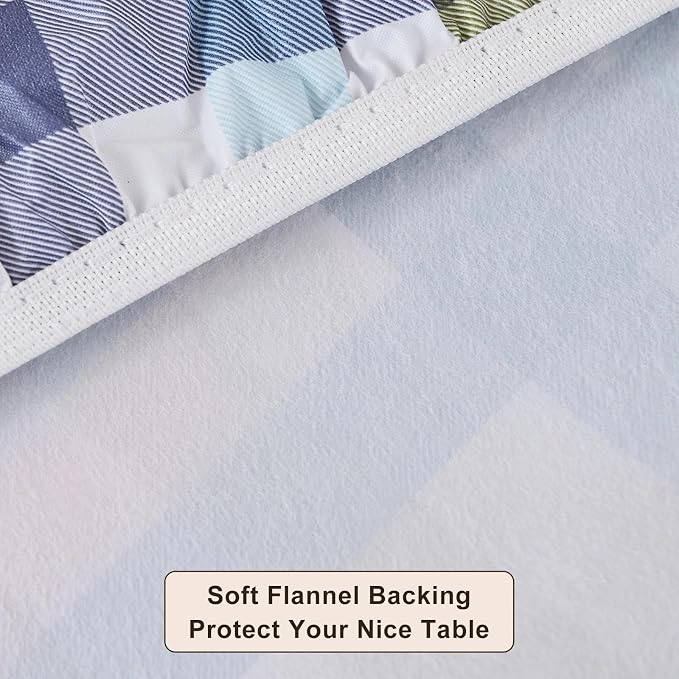 LIBERECOO Round Vinyl Fitted Tablecloth with Flannel Backing Elastic Edge Table Cover Waterproof Stain-Resistant Wipeable Tablecloths Fits 40-44 Inch Round Tables