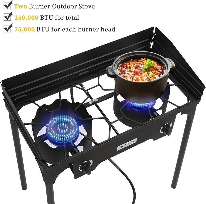 ROVSUN 2/3 Burner Outdoor Propane Gas Stove High Pressure Stand Cooker for Backyard Cooking Camping Home Brewing Canning Turkey Frying