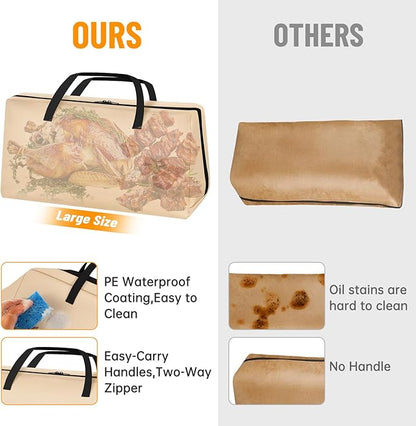 NiHome Folding Travel BBQ Meat Resting Bag for Brisket Turkey Ribs, 5-Layer Insulated Smoker Bag with Heat Retention for Camping Tailgating Catering, Waterproof Oil-Resistant Leakproof Zippers (Beige)