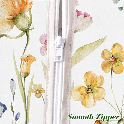 Spring Summer Tablecloth with Umbrella Hole Rectangle 60x84 Inch Waterproof Non Slip Flower Watercolor Zippered Table Cloth, Washable Polyester Table Cover for Patio, Picnic, Camping, Outdoor