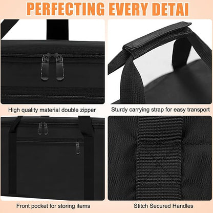 Grill Tool Storage Bag, Outdoor BBQ Utensil Storage with Pockets for BBQ Tools up to 22", Large Grilling Utensil Holder Storage Caddy, Barbecue Tool Sets Case for Camping Picnic,Bag Only,Black