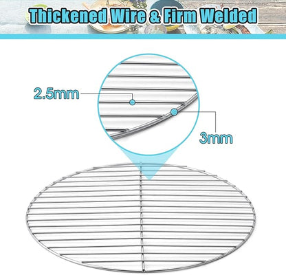 HaSteeL Replacement Cooking Grate for Small 13.7 Inch Charcoal Grill, Round Chromed Iron Steel Grilling Rack Grid, Non Toxic & Healthy (2-Piece)