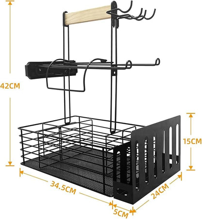 Grill Caddy,BBQ Condiment Organizer for Outdoor, Camping Tailgating Picnic Kitchen Storage Caddy Kitchen Organizer for Camper Magnetic Tool Holder with Paper Towel Holder with Handle Portable