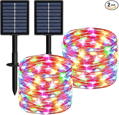 Solar String Lights 2 Pack Total 66FT 200LED Solar Fairy Lights Outdoor Waterproof 8 Lighting Modes Twinkle Lights for Patio, Garden Yard Party Wedding Tree Christmas Halloween Decoration, Multicolor