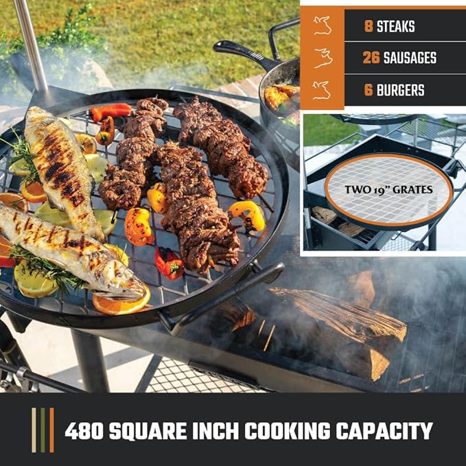 Oklahoma Joe's Firecraft Series Modular Open Fire Barrel Charcoal Grill with 480 sq. in. Cooking Area in Black & Custom-Fit Cover Bundle