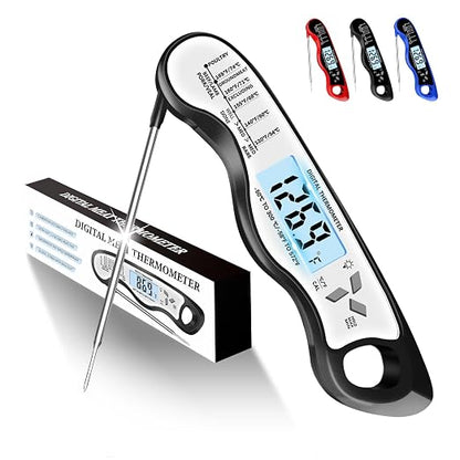 Meat Thermometer Digital, IP67 Waterproof Food Thermometer for Cooking | Backlight, Hold Function, Magnet, IP67 Waterproof, LED screen, for Kitchen, Grill, BBQ, Beef, Candy, Turkey