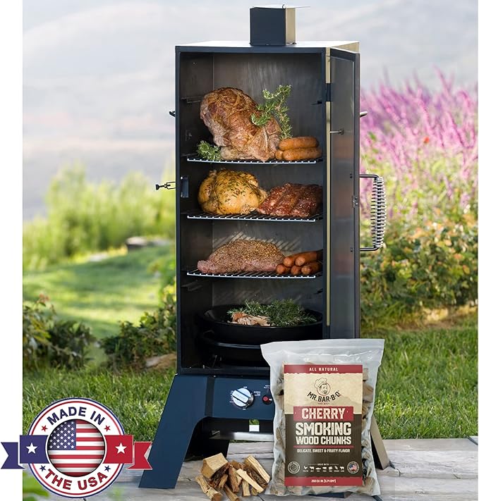 3.5 Lb. Cherry Wood Chunks by Mr. Bar-B-Q, Sweet & Fruity Flavor for Smoking, Grilling & Backyard BBQ, Cherry Wood Chunks for Smokers, Alternative for Charcoal Briquettes, Works with Smoker, Gas Grill