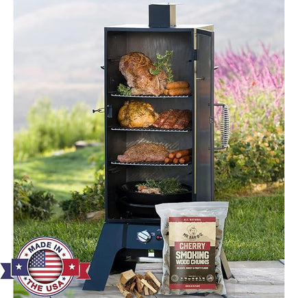 3.5 Lb. Cherry Wood Chunks by Mr. Bar-B-Q, Sweet & Fruity Flavor for Smoking, Grilling & Backyard BBQ, Cherry Wood Chunks for Smokers, Alternative for Charcoal Briquettes, Works with Smoker, Gas Grill