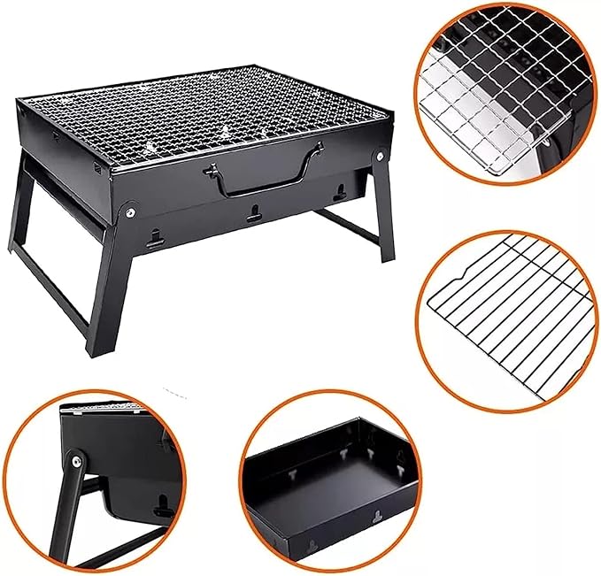 BBQ Grill Outdoor Charcoal Grills Portable Carbon Barbecue Stove for Picnic Garden Party Cooking Terrace Camping Travel Foldable Mini BBQ Grill Outdoor