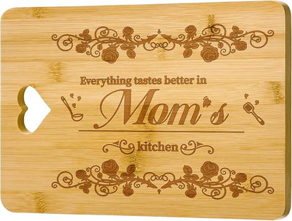 Gifts for Mom from Daughter Son, Mom's Birthday Gift, 12x8.6 Inch Bamboo Cutting Board, Mathers Day Christmas Gifts for Mama,Grandma