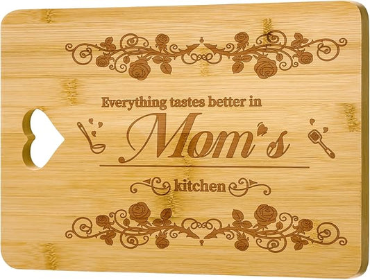 Gifts for Mom from Daughter Son, Mom's Birthday Gift, 12x8.6 Inch Bamboo Cutting Board, Mathers Day Christmas Gifts for Mama,Grandma