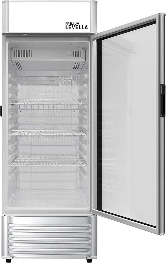 PremiumLevella PRF65DX Single Door Merchandiser Refrigerator-Upright Beverage Cooler-6.5 cu ft-Silver, 6.5 cu.ft. Single Swing Door