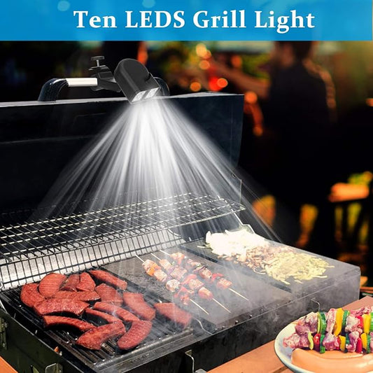 Barbecue Grill Light-Touch Switch 10 High-density LEDs BBQ Light-Heat Resistant Grilling Accessories Handle Mount Fits Round & Square Barbecue Grill-BBQ Light for Grilling Outdoor Cooking