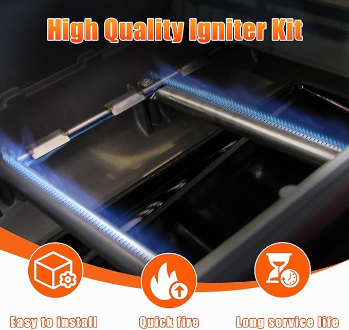 Uniflasy 7635 Flavorizer Bars,69785 Grill Burner and 7642 Igniter for Weber Spirit I & II 200 with Front Control, Spirit E210, E220, S210, S220, for Weber 7635 Bars and 304 Stainless Steel Burner