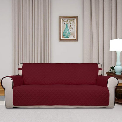 PureFit Reversible Quilted Couch Covers for Dogs Oversized Sofa Cover 78” | Red/Ivory, Water Resistant Couch Protector, Washable Pet Couch Cover with Non Slip and Elastic Straps For Kids