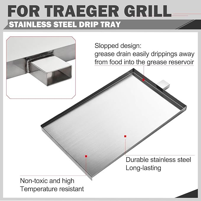 SUB025 Drip Tray Replacement for Traeger Grill Parts TFB29PLB Traeger Tailgater 20 Drip Pan Bronson 20 Junior Elite 20 Pellet Grill Grease Tray TFB30KLF BBQ055 Fits Traeger Smoker BBQ Grill Parts