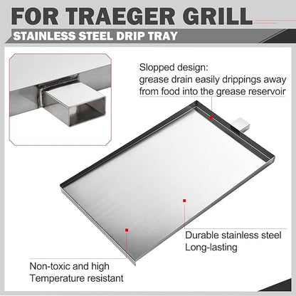 SUB025 Drip Tray Replacement for Traeger Grill Parts TFB29PLB Traeger Tailgater 20 Drip Pan Bronson 20 Junior Elite 20 Pellet Grill Grease Tray TFB30KLF BBQ055 Fits Traeger Smoker BBQ Grill Parts