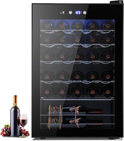 Electactic 37-Bottle Freestanding Wine Cooler Refrigerator, 4.5 Cu. Ft
