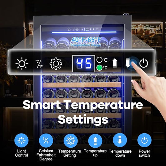 Velivi 24" Wine Cooler Refrigerator Black, 24 Inch Wide Large Capacity Freestanding/Built in Wine Fridge for 154 Bottles with Safety Lock, Professional Wine Cellar with Glass Door