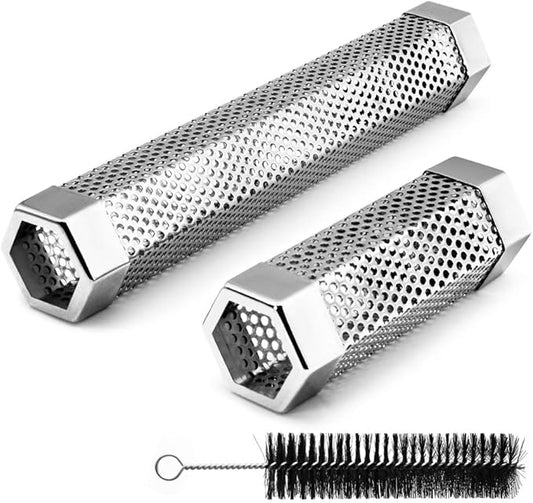 BEWAVE Pellet Smoker Tube for All Grill Electric Gas Charcoal or Smokers Hot/Cold Smoking, Free Tube Brush, 6&12 Inch