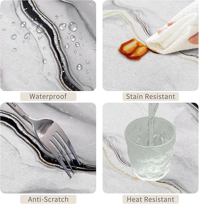 54x70inches White Grey Marble Tablecloth Elegant Marble Texture Rectangle Table Cloth Spill Proof and Wipeable Polyester Fabric Table Cover for Kitchen Dining Room Living Room Home Decor