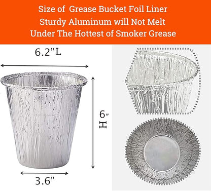 12 Pack Grease Bucket Liners with Pit Boss Grills 67292, Rec Tec Large Bucket, Z Grill Bucket, Drip Tray Liners for Traeger Timberline, Ironwood, Woodridge Pellet Grills and Flatrock 6.2”x 6.0”