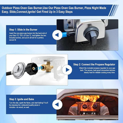 Pizza Oven Accessories, Pizza Oven Gas Burner Attachment, Outdoor Pizza Oven Accessory for Karu 12/12G/12-Inch Models Pizza Oven Propane Burner, Propane Conversion Kit with 5FT Hose & Regulator.