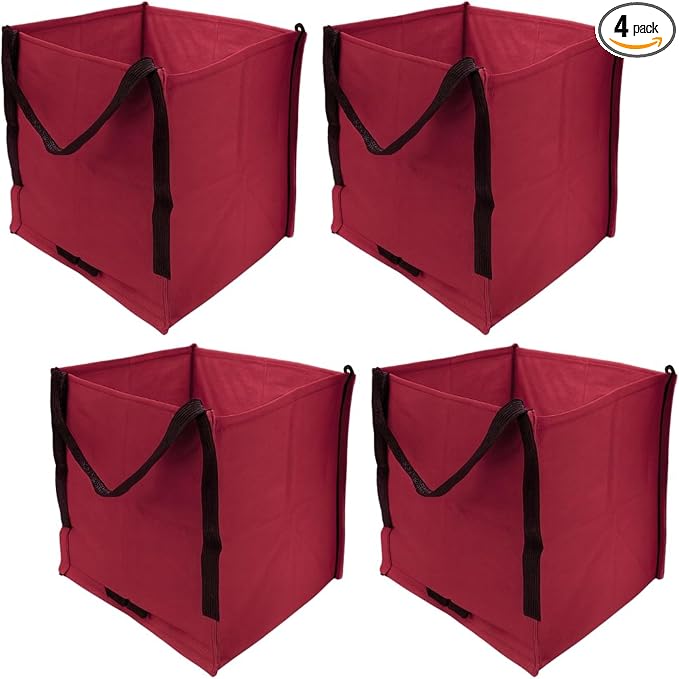 DURASACK Heavy Duty Storage Tote Bag 22-Gallon, Red, Pack of 4 | Rugged Woven Polypropylene Moving Bag, Reusable Self-Standing Design, Holds up to 500 Pounds