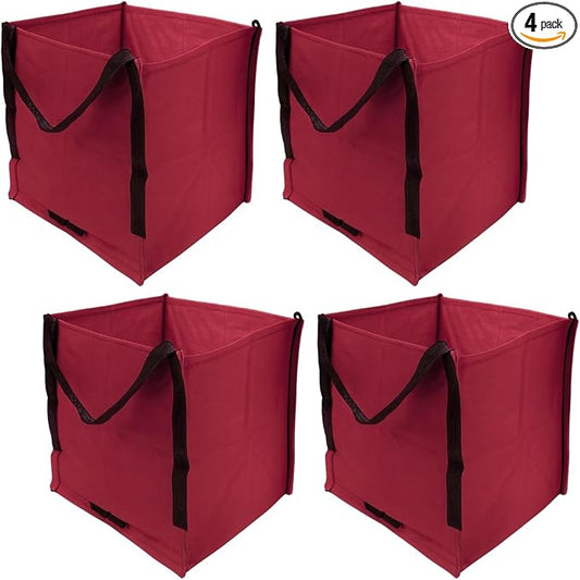 DURASACK Heavy Duty Storage Tote Bag 22-Gallon, Red, Pack of 4 | Rugged Woven Polypropylene Moving Bag, Reusable Self-Standing Design, Holds up to 500 Pounds