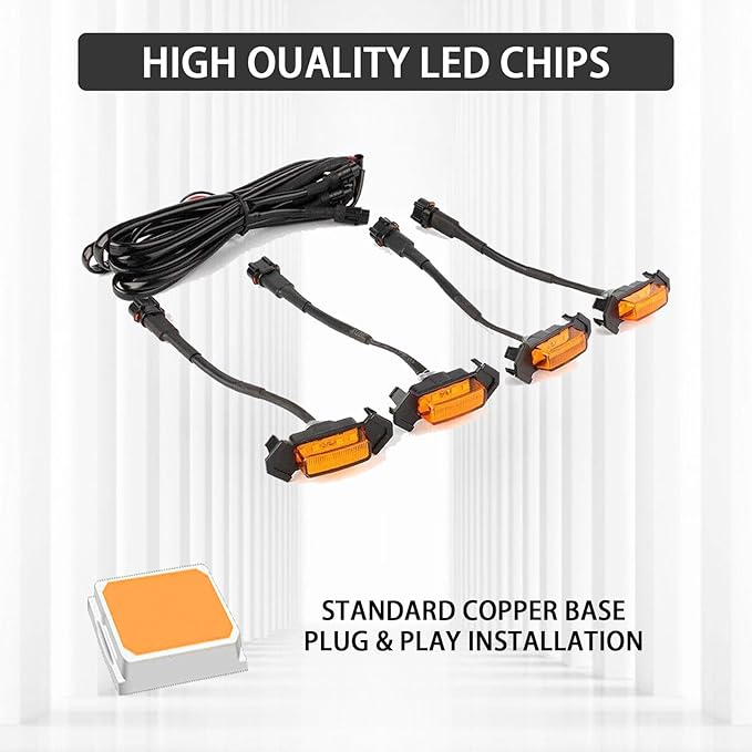 4PCS LED Grill Lights, LED Amber Grill Light, Front Grille Bumper Raptor Lamps Car Accessories with Harness, Compatible with 2016-2019 Toyota Tacoma TRD PRO Front Grill