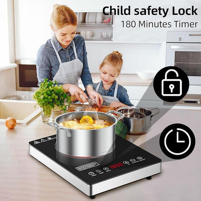 Single Burner Electric Cooktop,110V 1800W Electric Stove Top with LED Touch Control,9 Power Levels, 3 hTimer, Safety Lock, portable cooktop Overheat protection