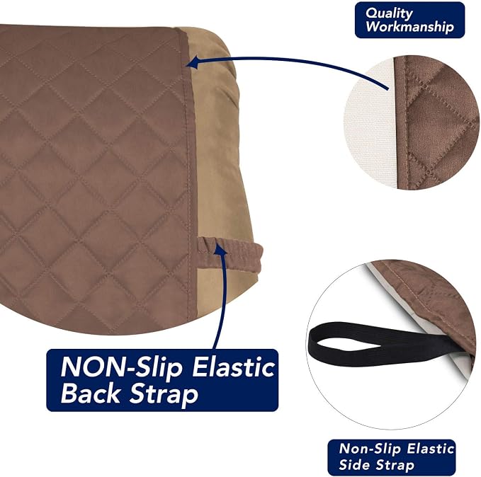 PureFit Reversible Recliner Chair Covers Couch Covers for Dogs, 19 in | Brown/Beige, Water Resistant Couch Protector, Washable Pet Couch Cover with Non Slip and Elastic Straps For Kids
