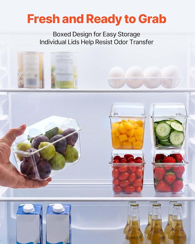 VEVOR Chilled Condiment Server Caddy, 5 Compartment Ice Cooled Serving Container, Plastic Fruit Garnish Tray Platter with Separate Lid, for Taco Salad Bar Accessories, Party Home Restaurant Supplies