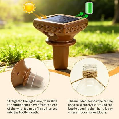 VOOKRY 8 Pack Solar Powered Wine Bottle Lights, 20 LED Waterproof Outdoor Solar Fairy String Cork Lights for Wedding, Christmas, Party, Garden, Patio, Tabletop Decor(Multicolor)