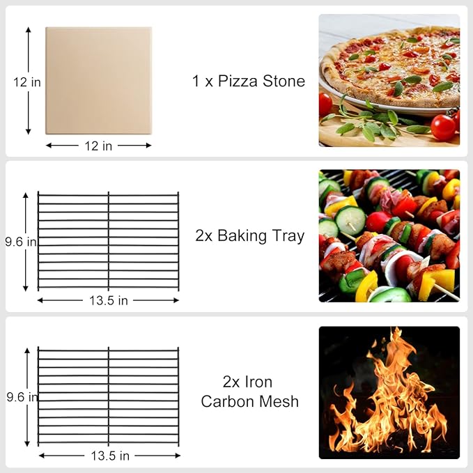 Outdoor Pizza Oven, Wood Fired for Outside, Patio Maker With Stone, Peel, Grill Rack, and Waterproof Cover for Backyard Camping