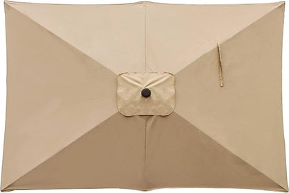 Blissun Rectangular Patio Umbrella, Table Market Umbrella with Tilt and Crank, Outdoor Umbrella for Garden, Deck, Backyard, Pool and Beach