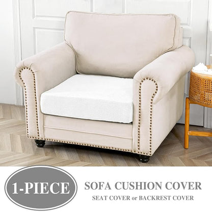 LA MEACK Couch Cushion Cover Seat Cushion Cover Stretch Armchair Cover Separate Sectional Sofa Slipcovers Furniture Protector(1 Piece for Seat or Sofa Backrest, White)